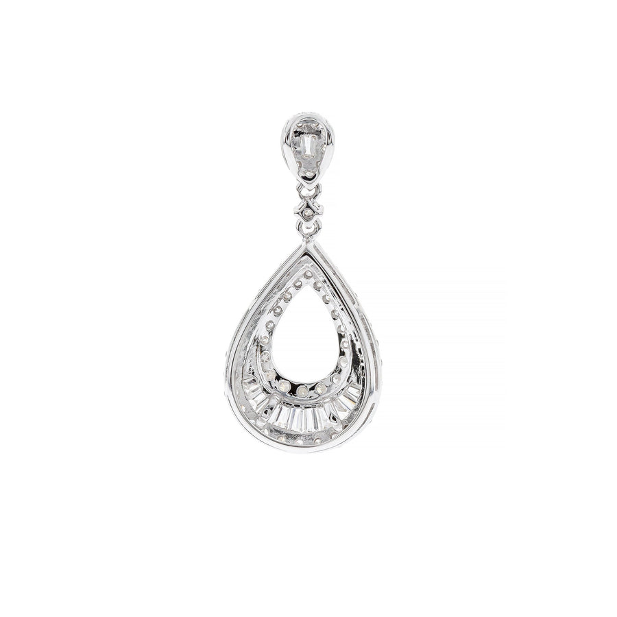 14K White Diamond Dew Drop  Pendent Necklace