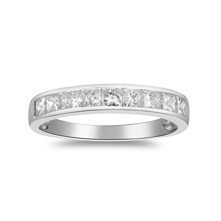 14 Karat White Gold Princess - Cut White Diamond Ring