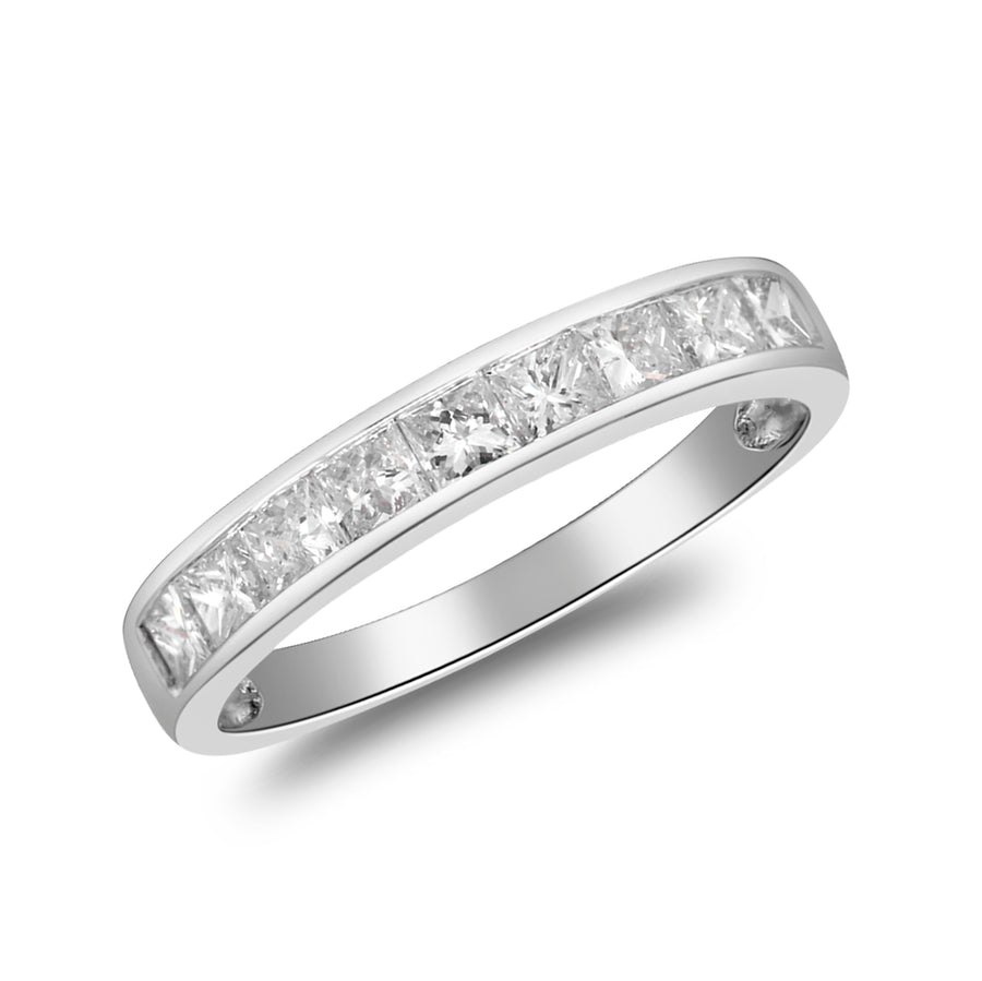 14 Karat White Gold Princess - Cut White Diamond Ring