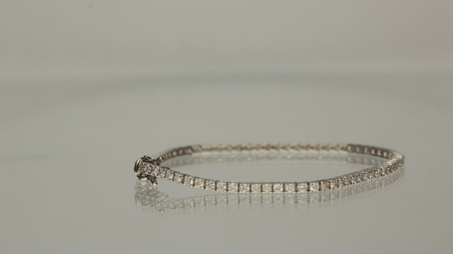 14K White Gold Diamond Beaded Bracelet