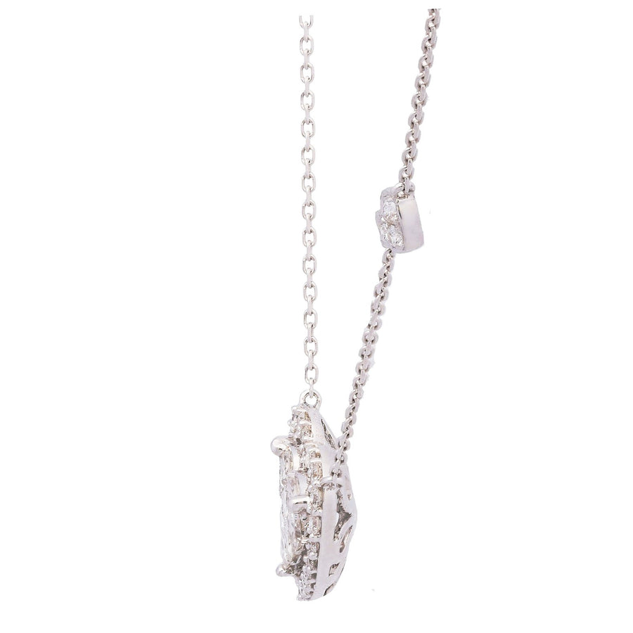 18 Karat White Gold Heart Diamond Necklace